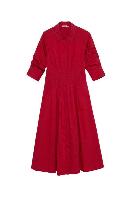 Jazz Pintuck Midi Dress in Lipstick