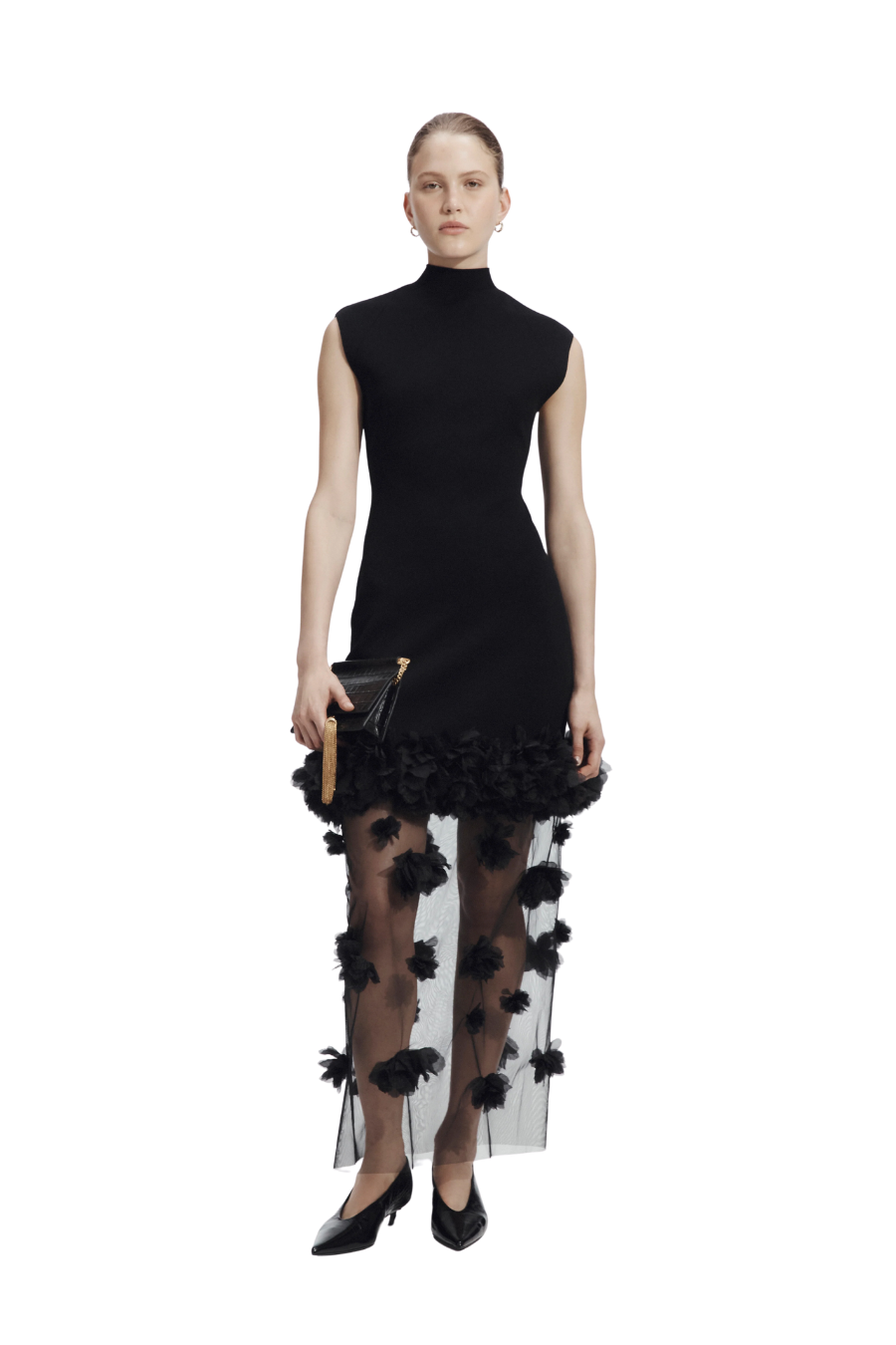 Fleura Knit Midi Dress in Black