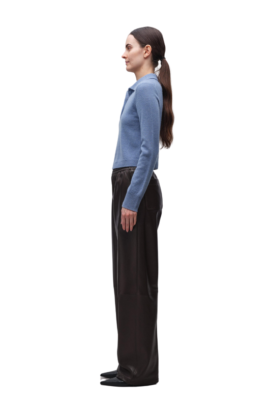 Constance Long Sleeve Polo in Dusty Blue