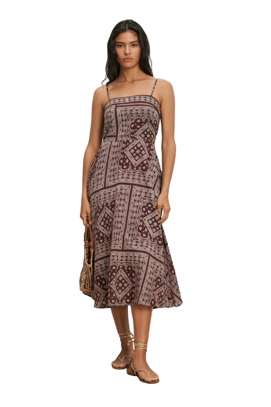 Kitt Bandana Dress in Raisin/Dove