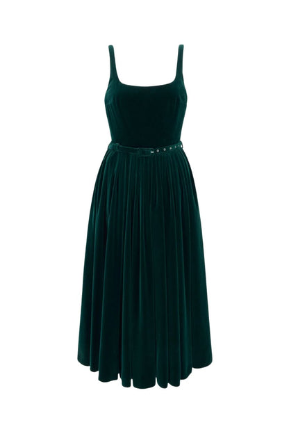 Eagle Dress in Green Velvet by Emilia Wickstead