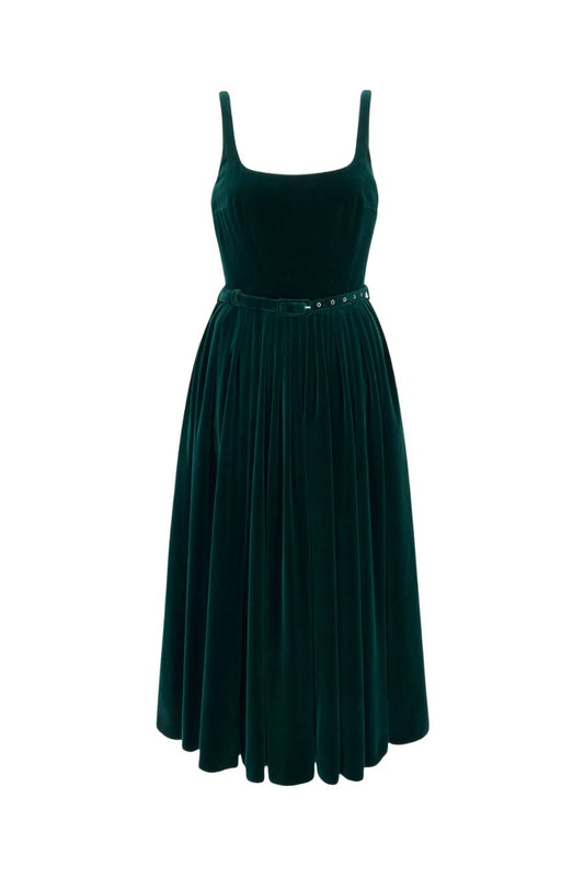 Eagle Dress in Green Velvet by Emilia Wickstead