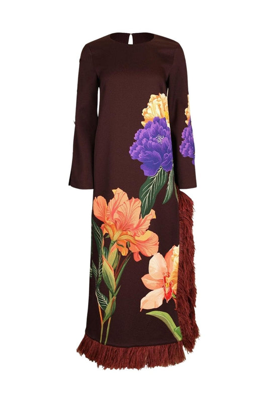 Brunetta Jacquard Dress in Majestic Wine