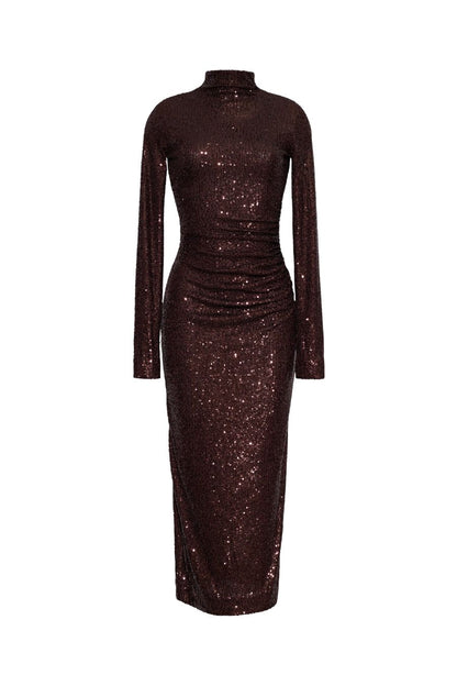 Ryan Dress in Brown Sequins by Cara Cara