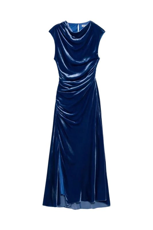 Burke Draped Midi Dress in Sapphire