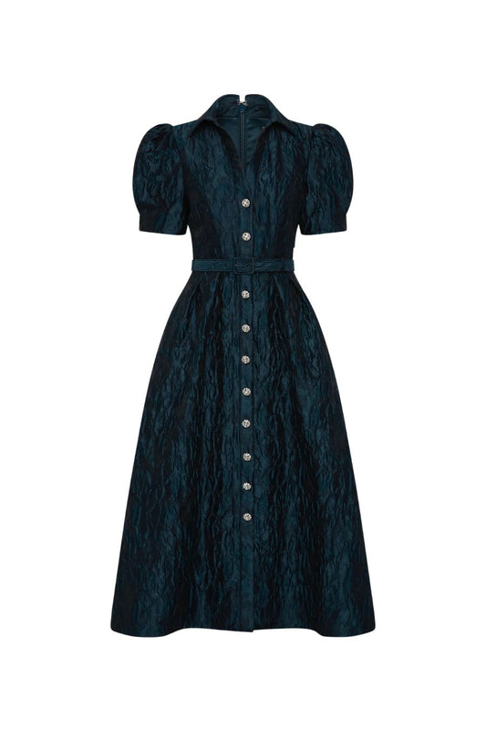 Cascades Midi Dress in Teal