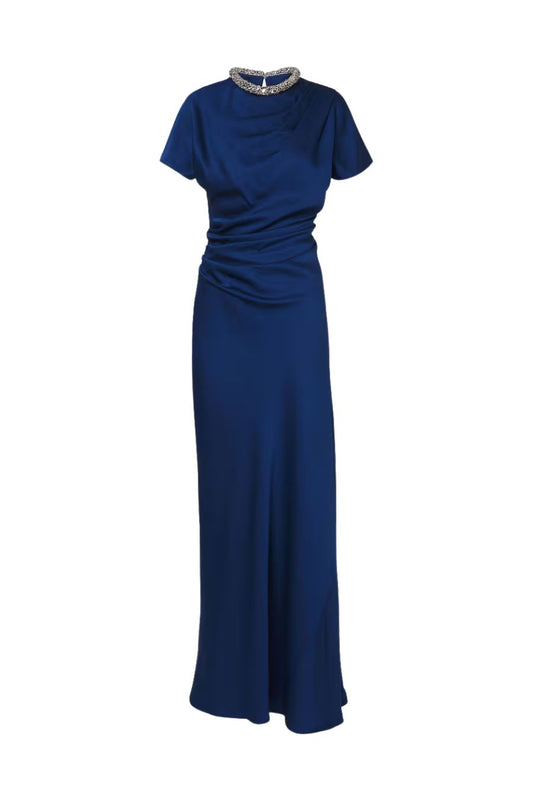 Eliza Satin Gown in Ink