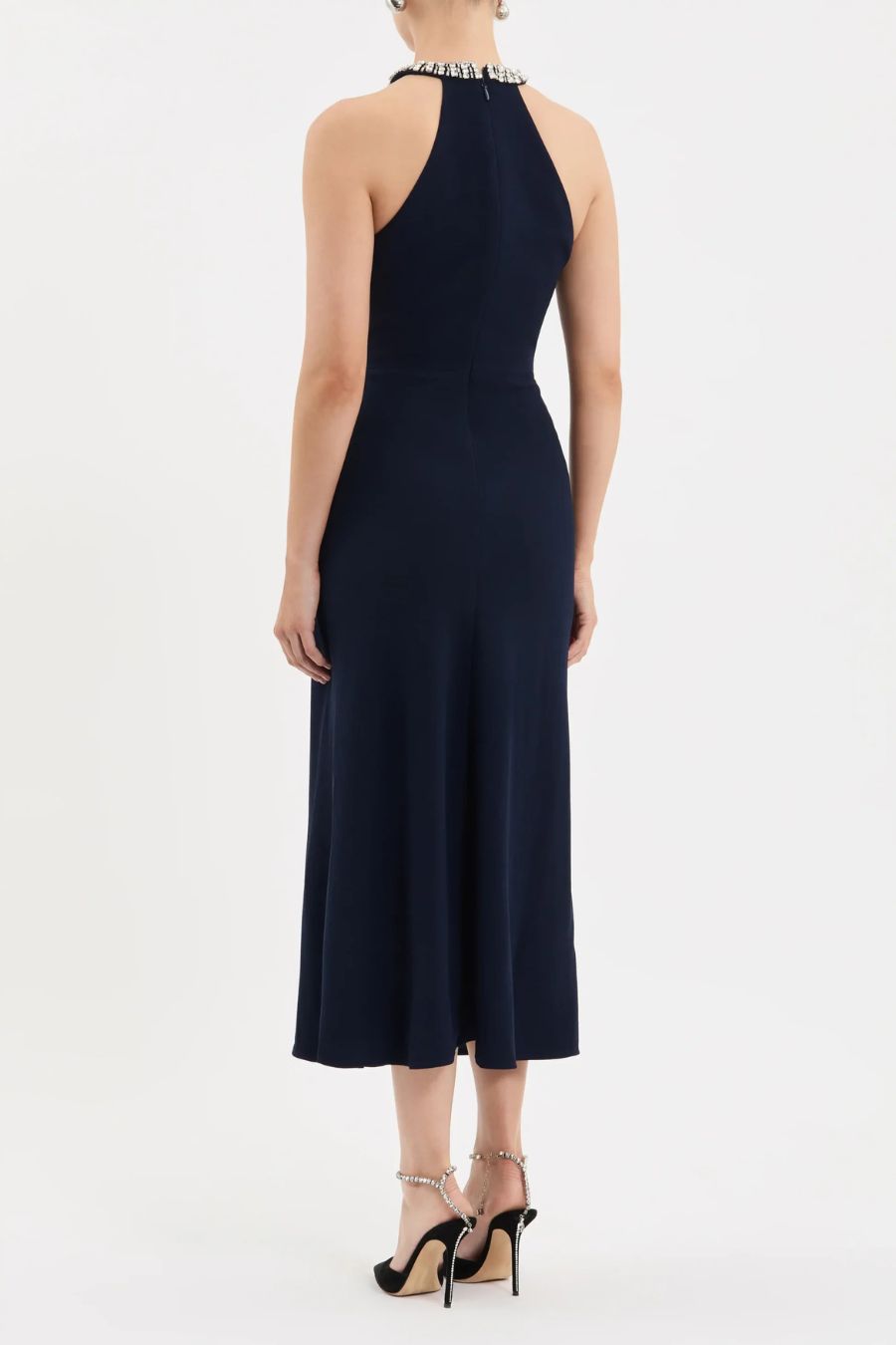 Gimlet Halter Midi Dress in Navy