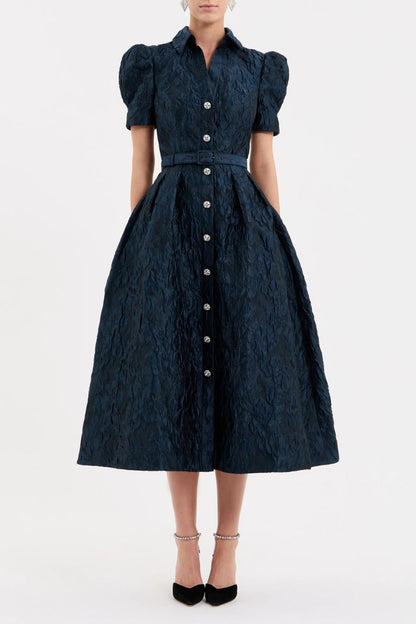 Cascades Midi Dress in Teal