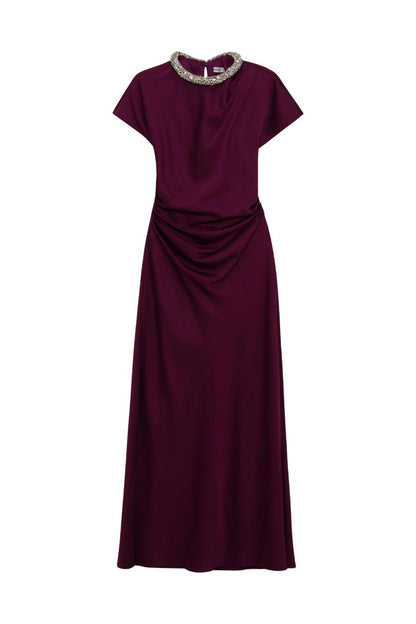 Eliza Satin Gown in Dark Orchid