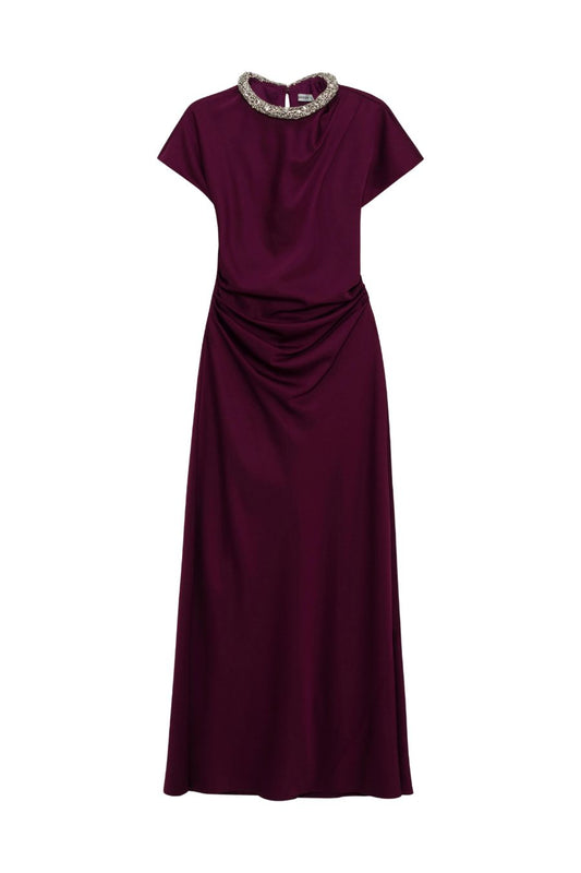 Eliza Satin Gown in Dark Orchid