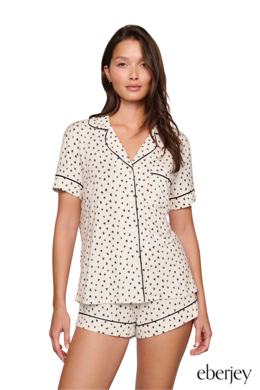 Gisele Relaxed Short PJ Set in Black Hearts