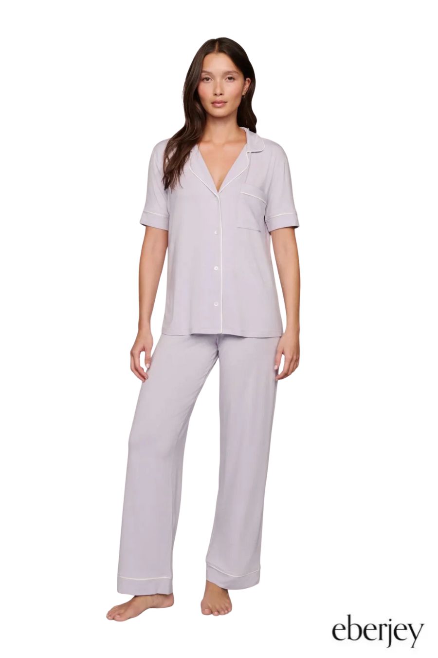 Gisele Short Sleeve PJ Set in Thistle/Ivory