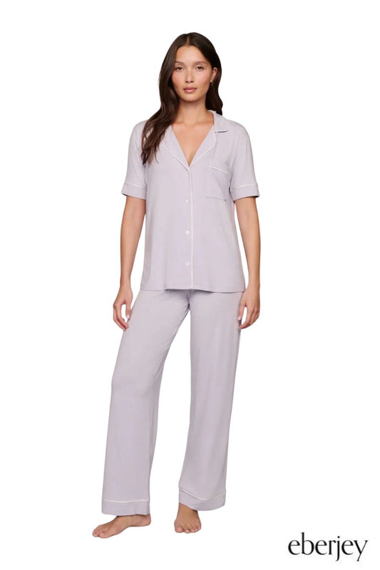 Gisele Short Sleeve PJ Set in Thistle/Ivory