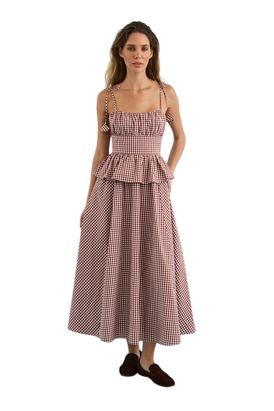 Betsy Dress in Cotswold Check Rust