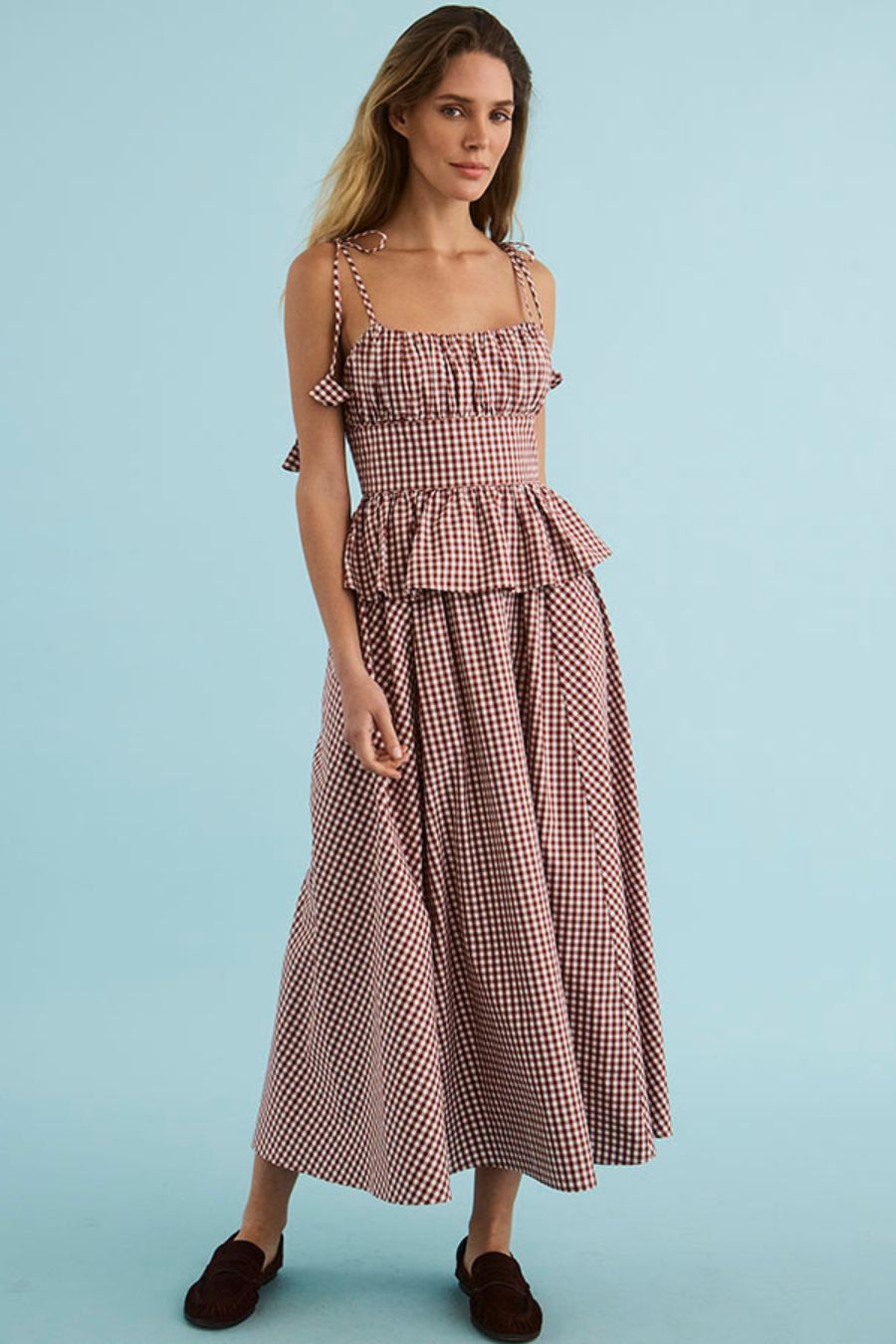 Betsy Dress in Cotswold Check Rust