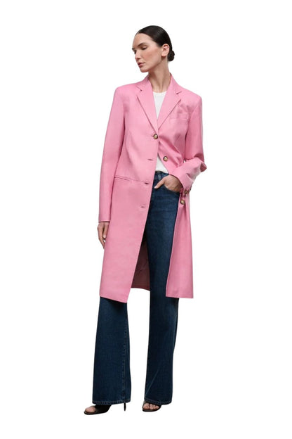 Wyatt Leather Coat in Wild Rose