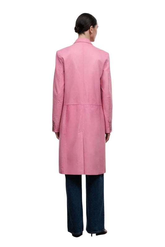 Wyatt Leather Coat in Wild Rose
