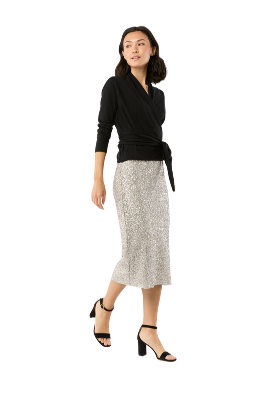 Mika Wrap Sweater in Black Cashmere
