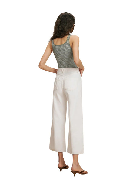 Taylor Cropped High Rise Jean in White