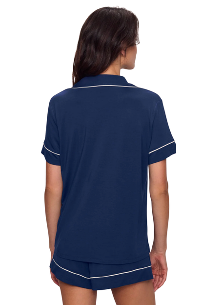 Gisele Shortie Short PJ Set in Navy/Ivory