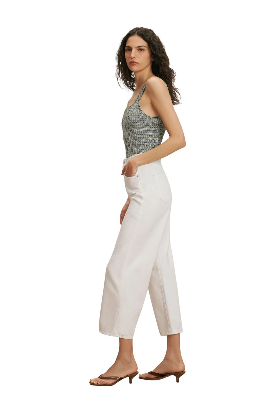 Taylor Cropped High Rise Jean in White