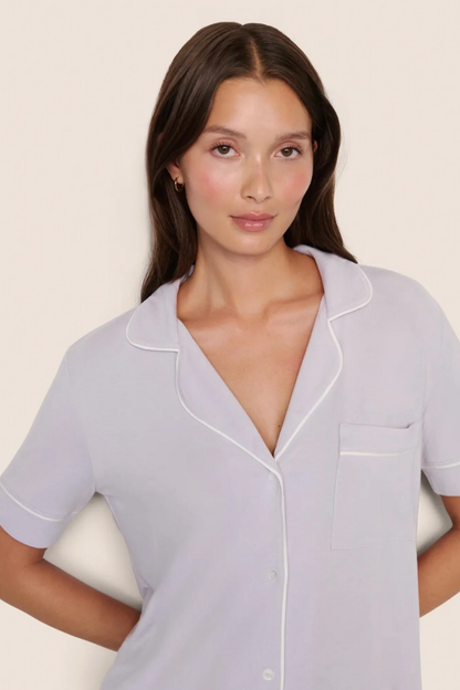 Gisele Short Sleeve PJ Set in Thistle/Ivory