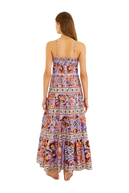 Flower Tiles Sleeveless Maxi Dress in Lilac