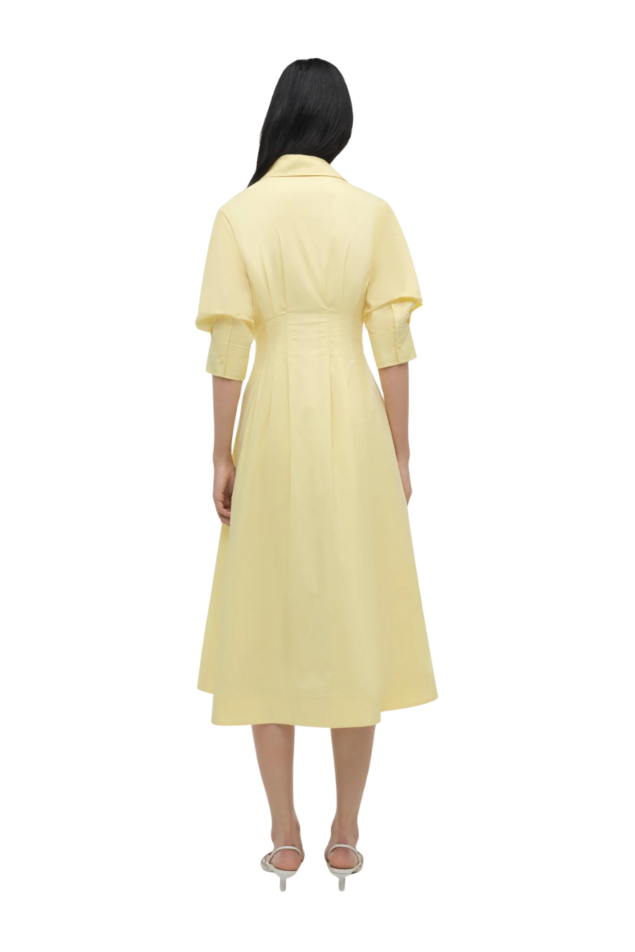 Jazz Pintuck Midi Dress in Buttercream