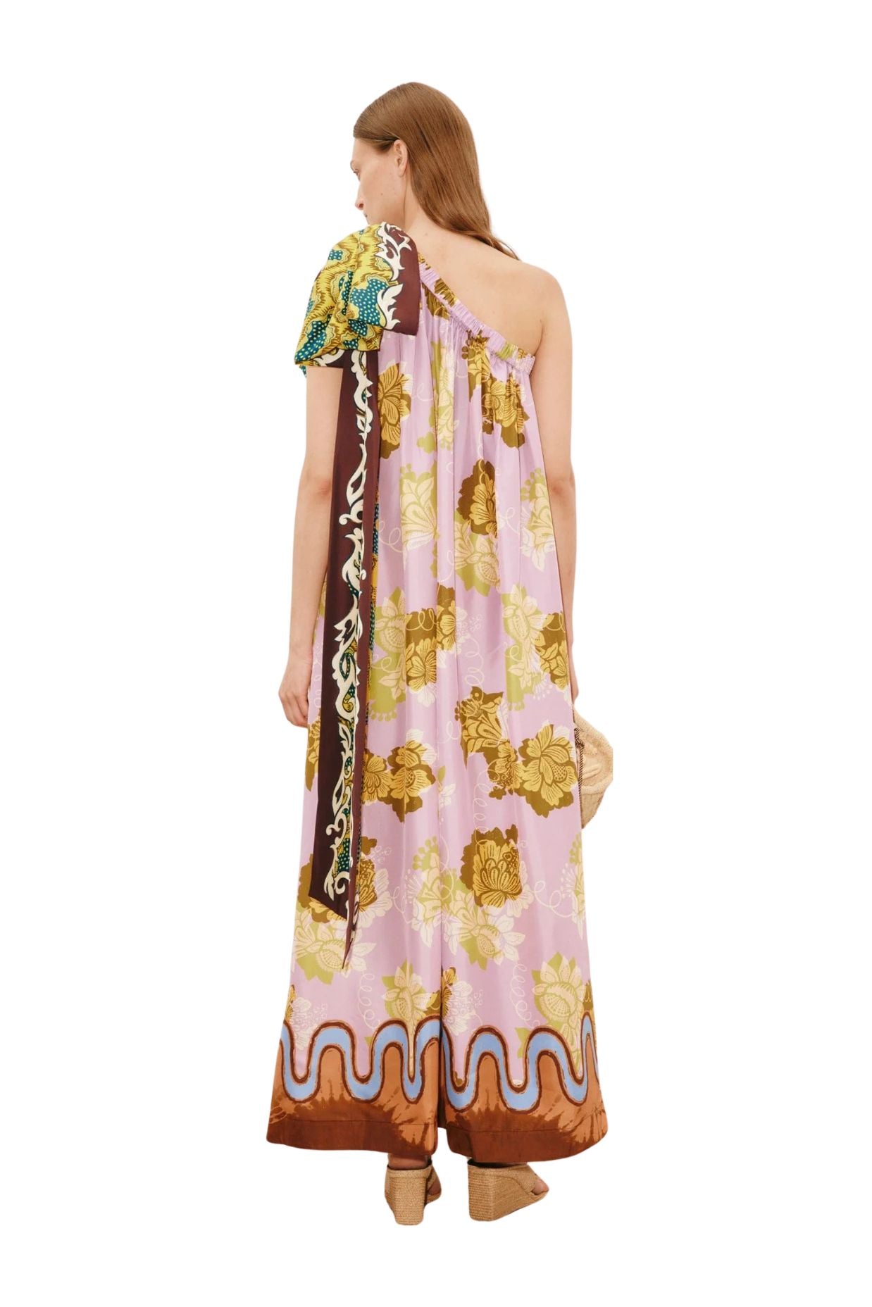 Arnie Silk Midi Dress in Multi