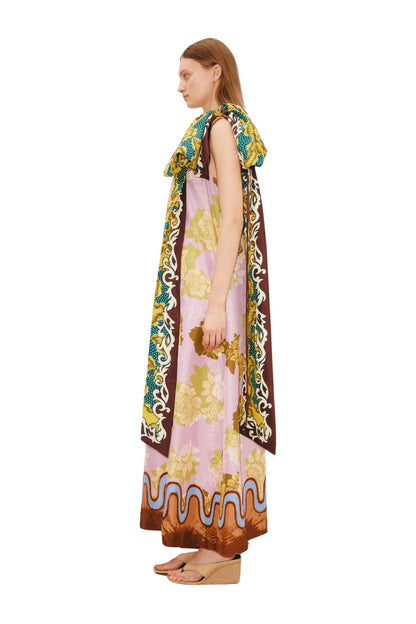 Arnie Silk Midi Dress in Multi
