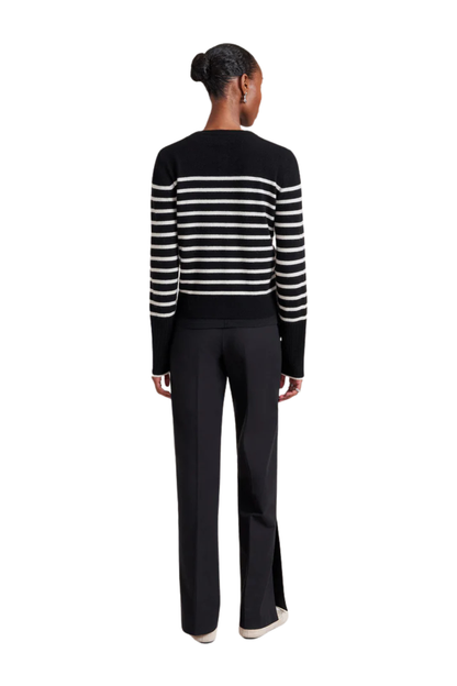 Striped Lean Lines Cardigan in Black Cream