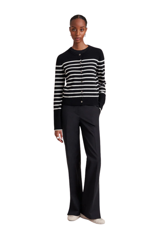 Striped Lean Lines Cardigan in Black Cream