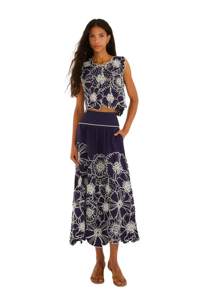 Flowers Richelieu Top in Blue