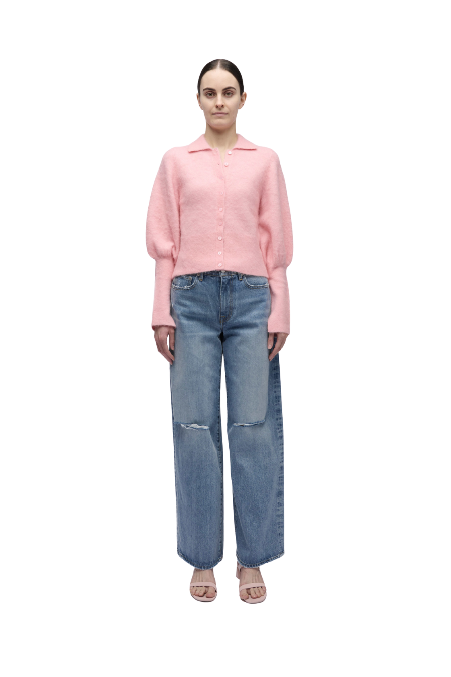 Arber Collared Cardigan in Dusty Rose