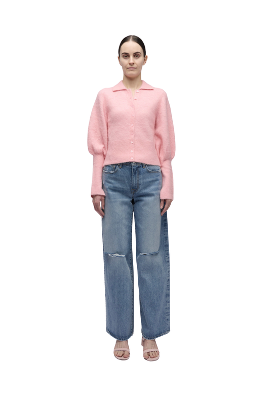 Arber Collared Cardigan in Dusty Rose