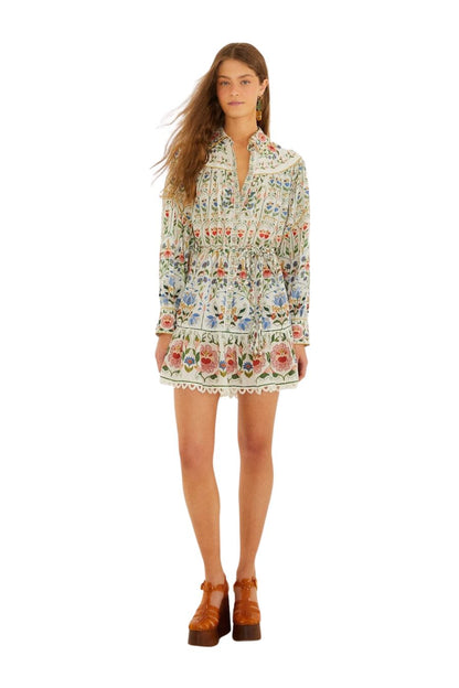Stitch Garden Mini Dress in Off-White
