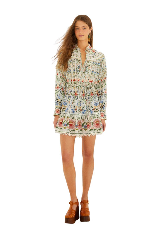 Stitch Garden Mini Dress in Off-White