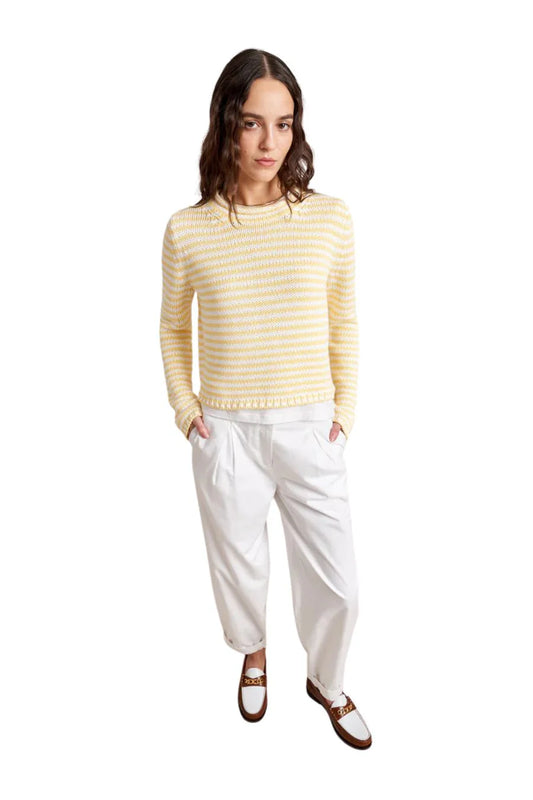 Mini Marina Fine Stripe Sweater in Sushine/Cream