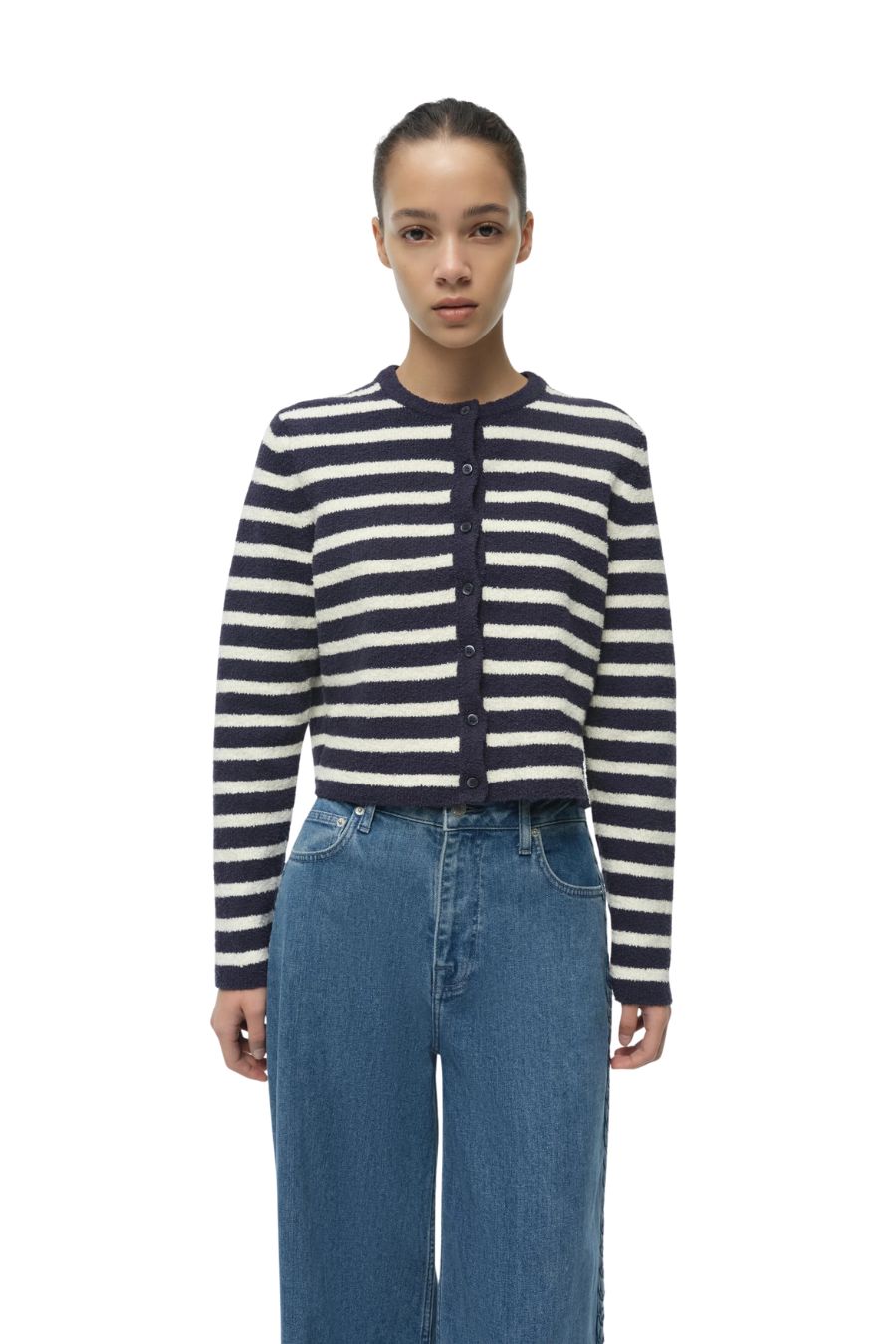 Harland Cardigan in Midnight Stripe