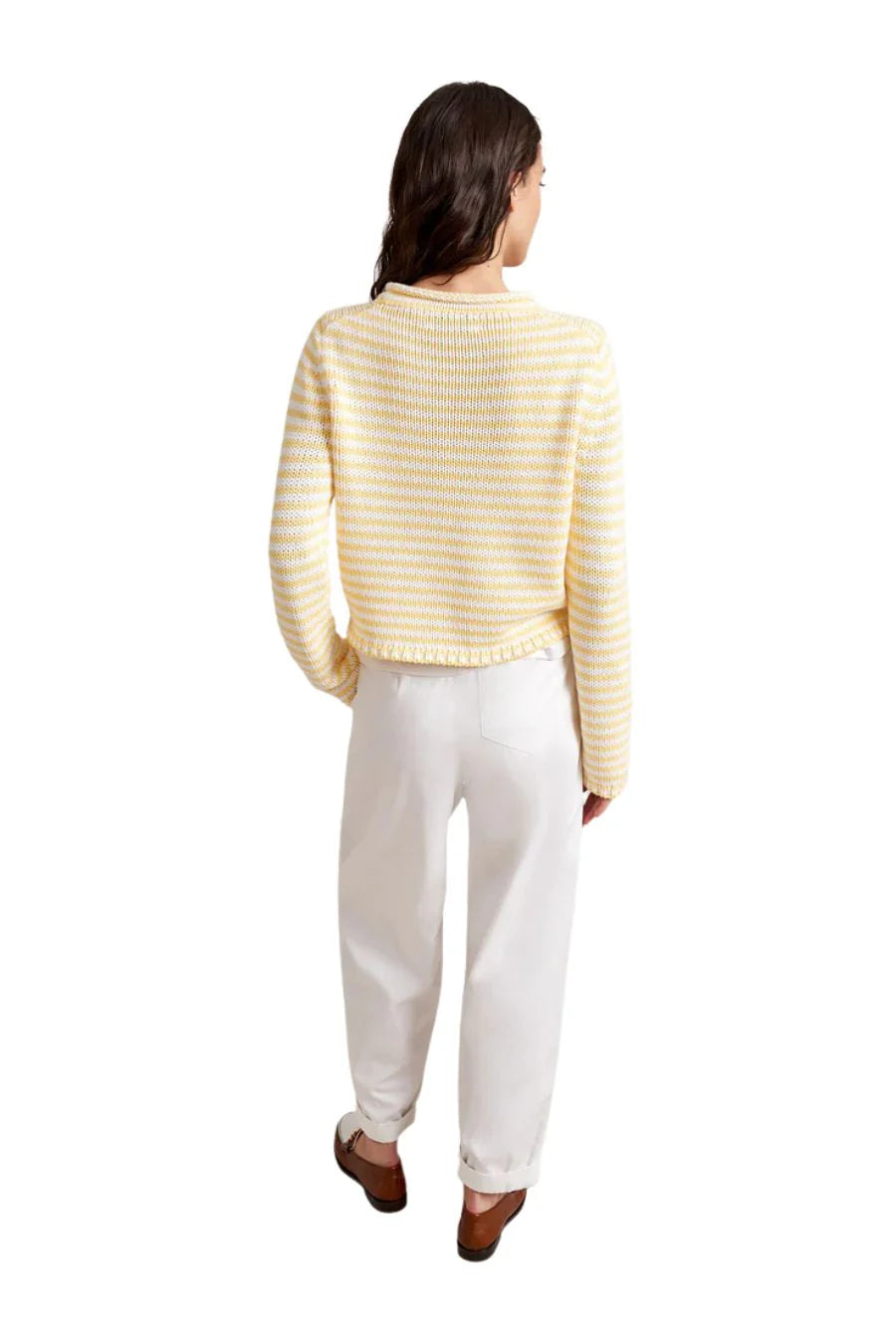 Mini Marina Fine Stripe Sweater in Sushine/Cream