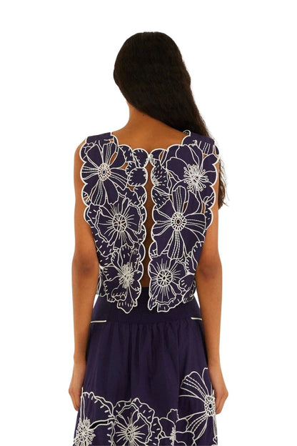 Flowers Richelieu Top in Blue