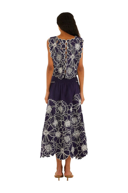 Flowers Richelieu Skirt in Blue