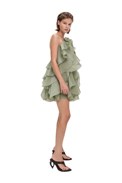 Pandorea Layered Mini Dress in Moss