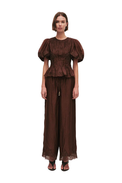 Ophelia Lace Top in Chocolate