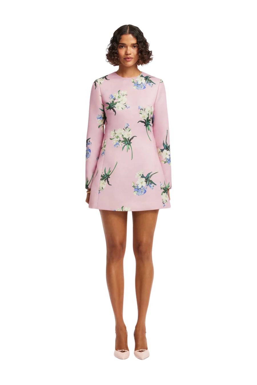 Aliza Mini Dress in Pastel Pink Bouquet