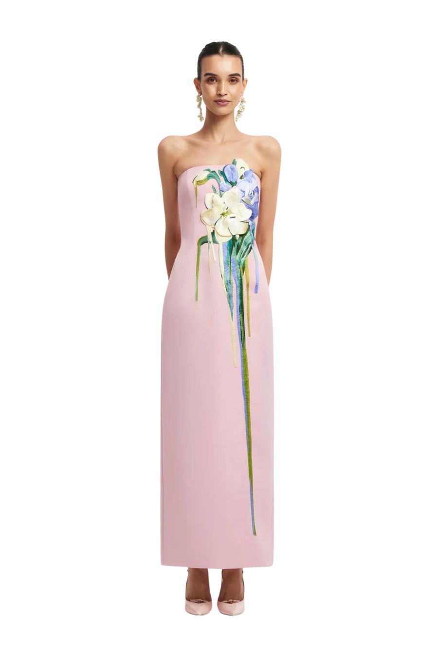 Rayna Maxi Dress in Pastel Pink Bouquet