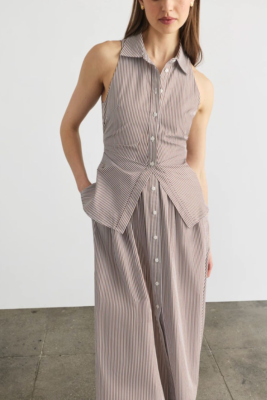 Hannah Dress in Acorn/Optic White