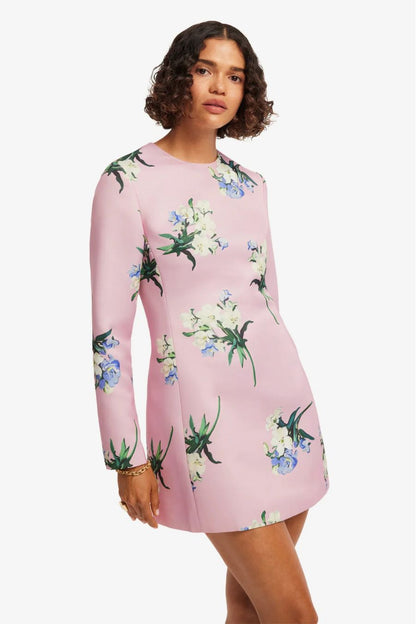 Aliza Mini Dress in Pastel Pink Bouquet