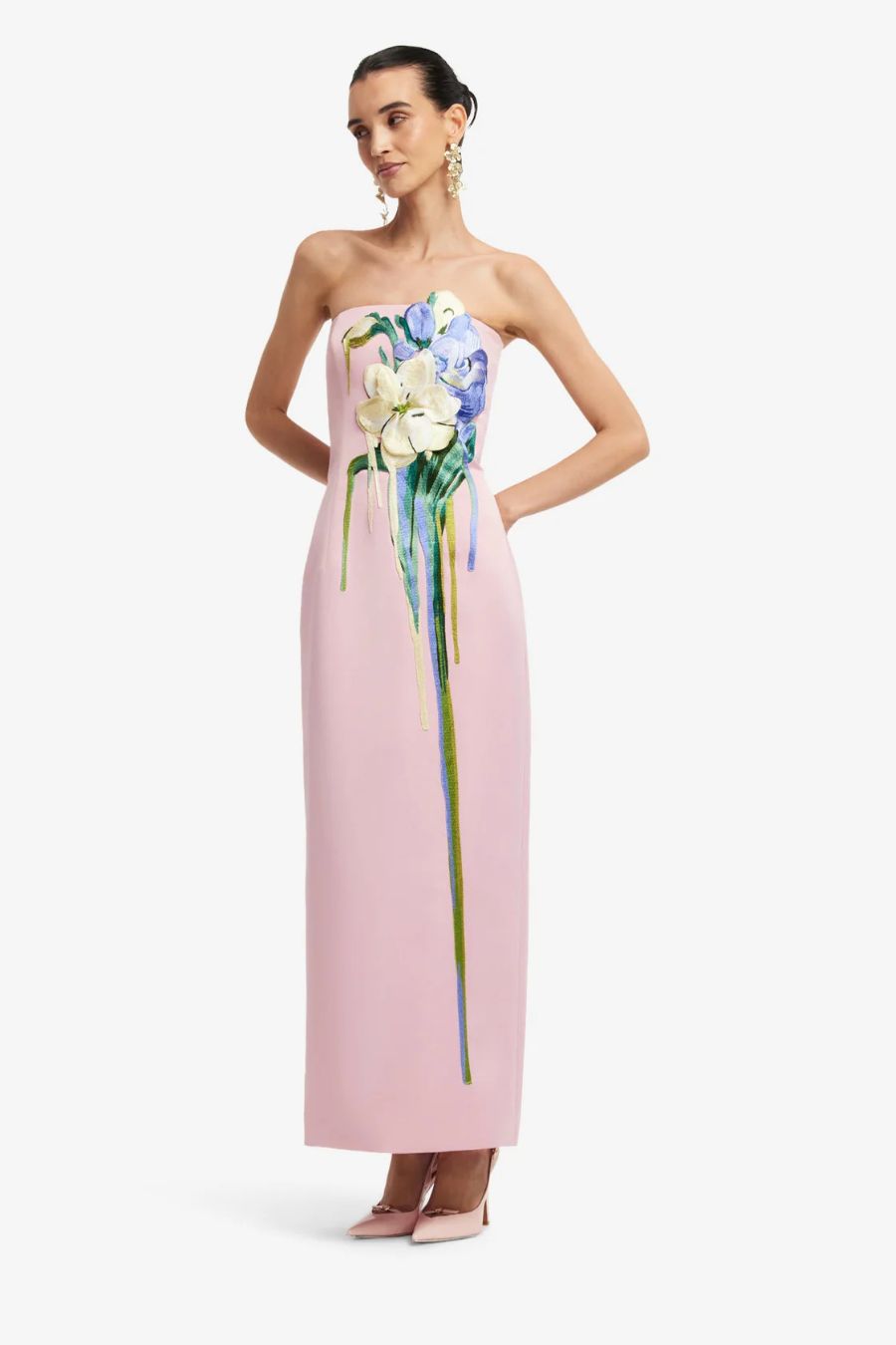 Rayna Maxi Dress in Pastel Pink Bouquet